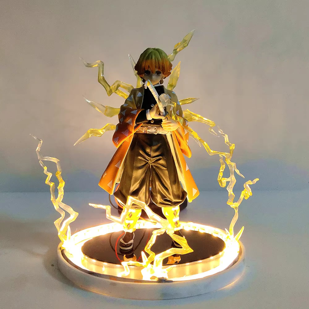 Demon Slayer Action Anime Figures Kimetsu No Yaiba Agatsuma Zenitsu Night Lights Led Set Figurine Model Toys for Children Model