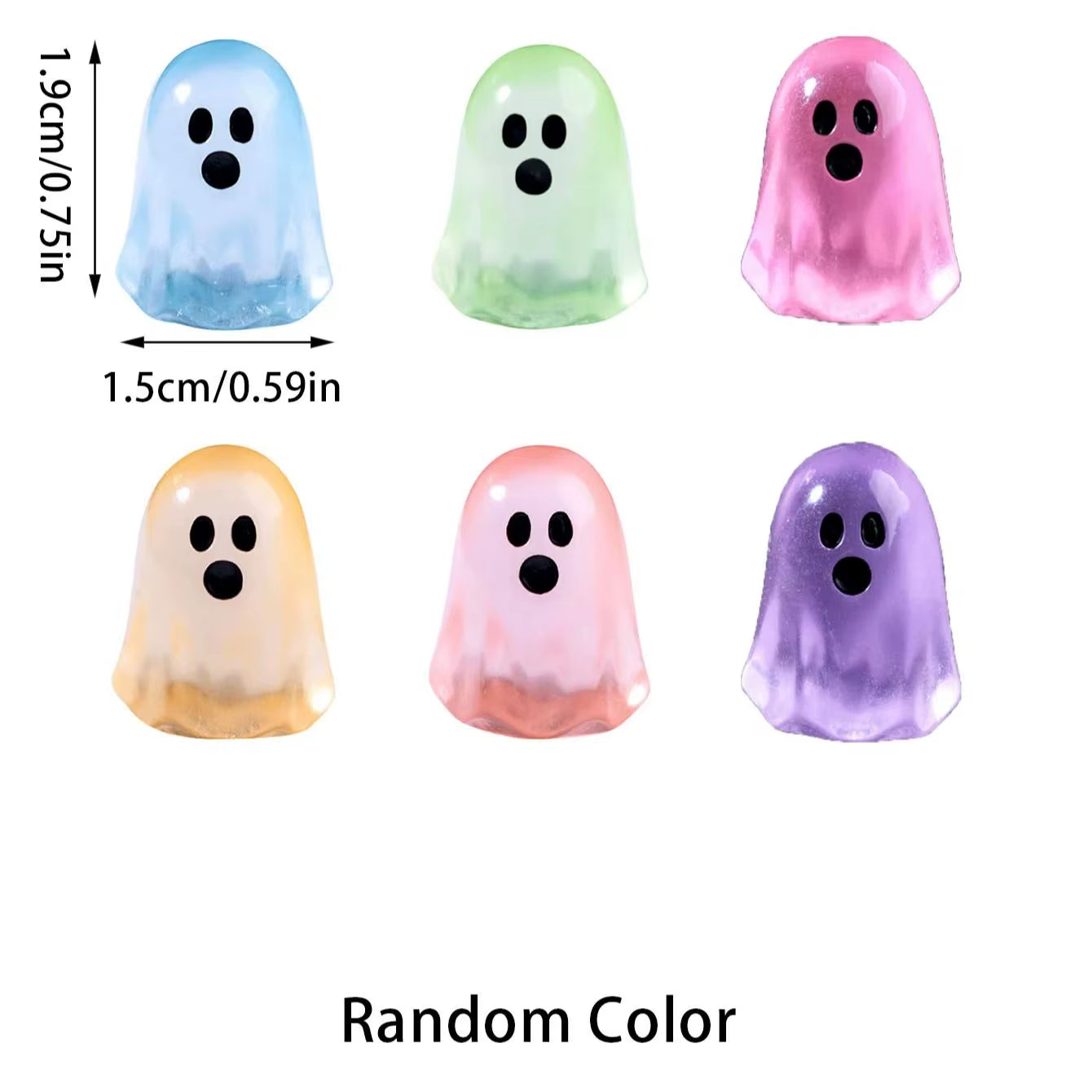 10/20Pcs Luminous Multicolor Halloween Mini Resin Ghost Glow in the Dark Miniature Ghost Figurines Tiny Ghost Ornaments