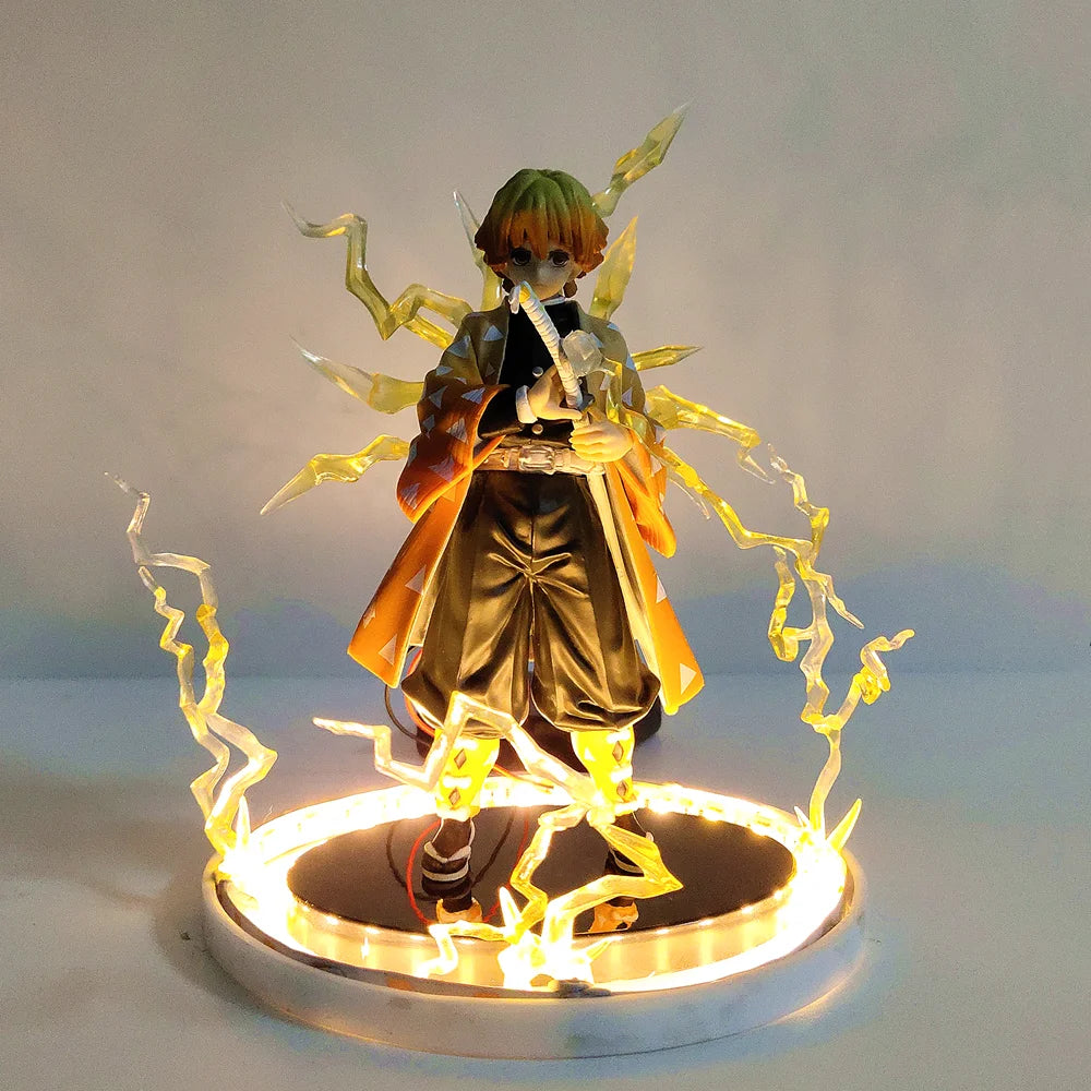 Demon Slayer Action Anime Figures Kimetsu No Yaiba Agatsuma Zenitsu Night Lights Led Set Figurine Model Toys for Children Model
