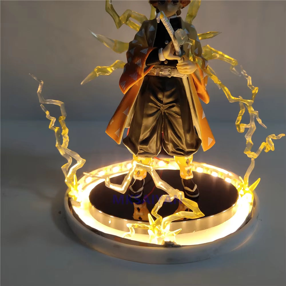 Demon Slayer Action Anime Figures Kimetsu No Yaiba Agatsuma Zenitsu Night Lights Led Set Figurine Model Toys for Children Model